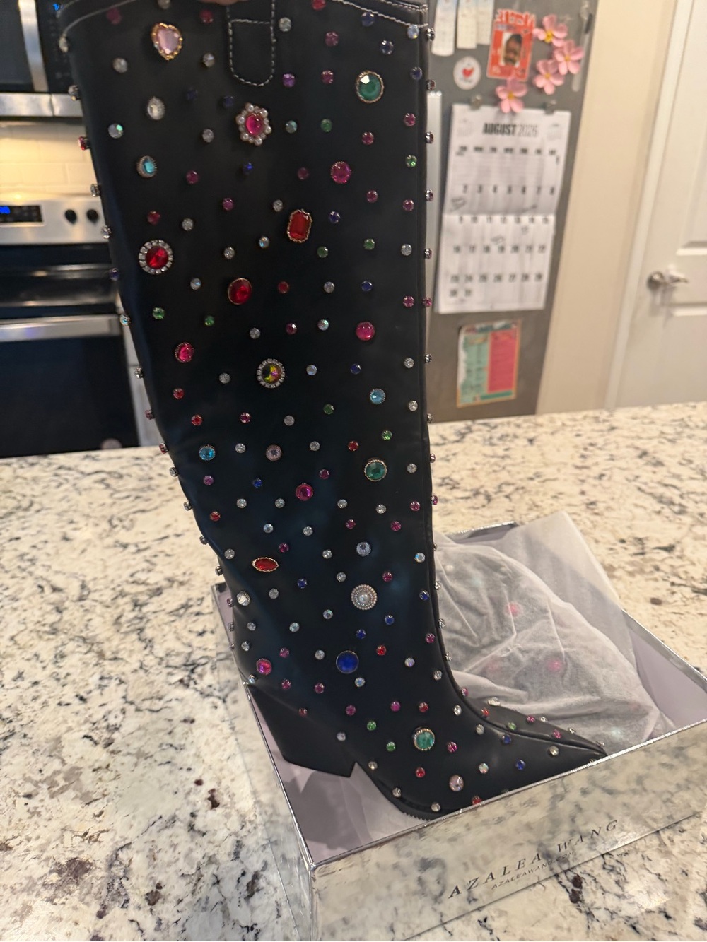 Azalea Wang Fuji Embellished Western Boot NIB Size 8 - Picture 4 of 5